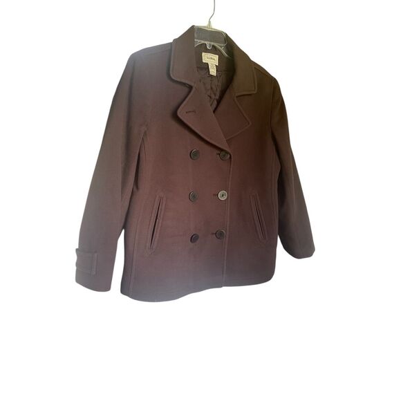 LL Bean  Women’s 100% Lambs Wool Coat Brown Size 12 PET - Picture 1 of 16